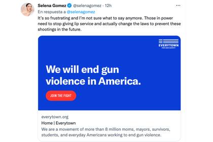 Selena Gómez pidió que las autoridades cambien las leyes a favor del control de armas