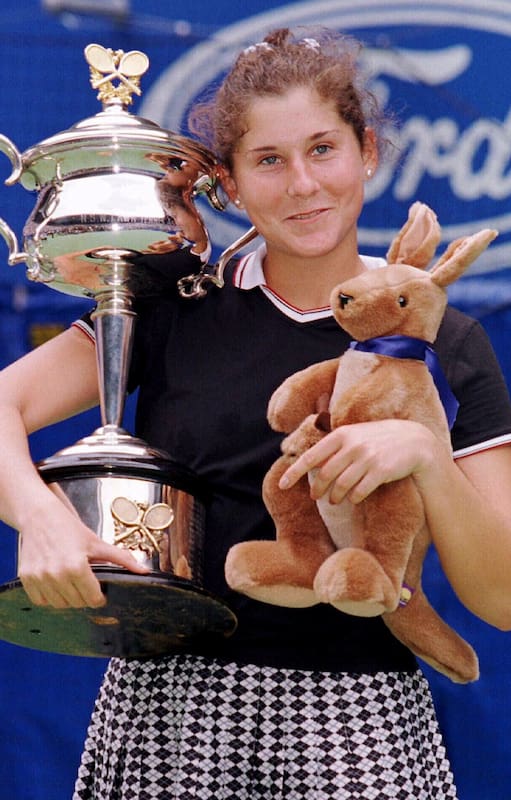 Seles luego de ganar el Abierto de Australia