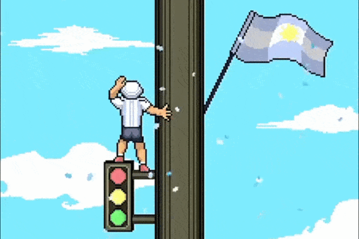 Semáforo climber, para festejar en pantalla la victoria argentina