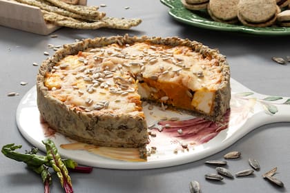Semillas incluidas en una masa de tarta de calabaza