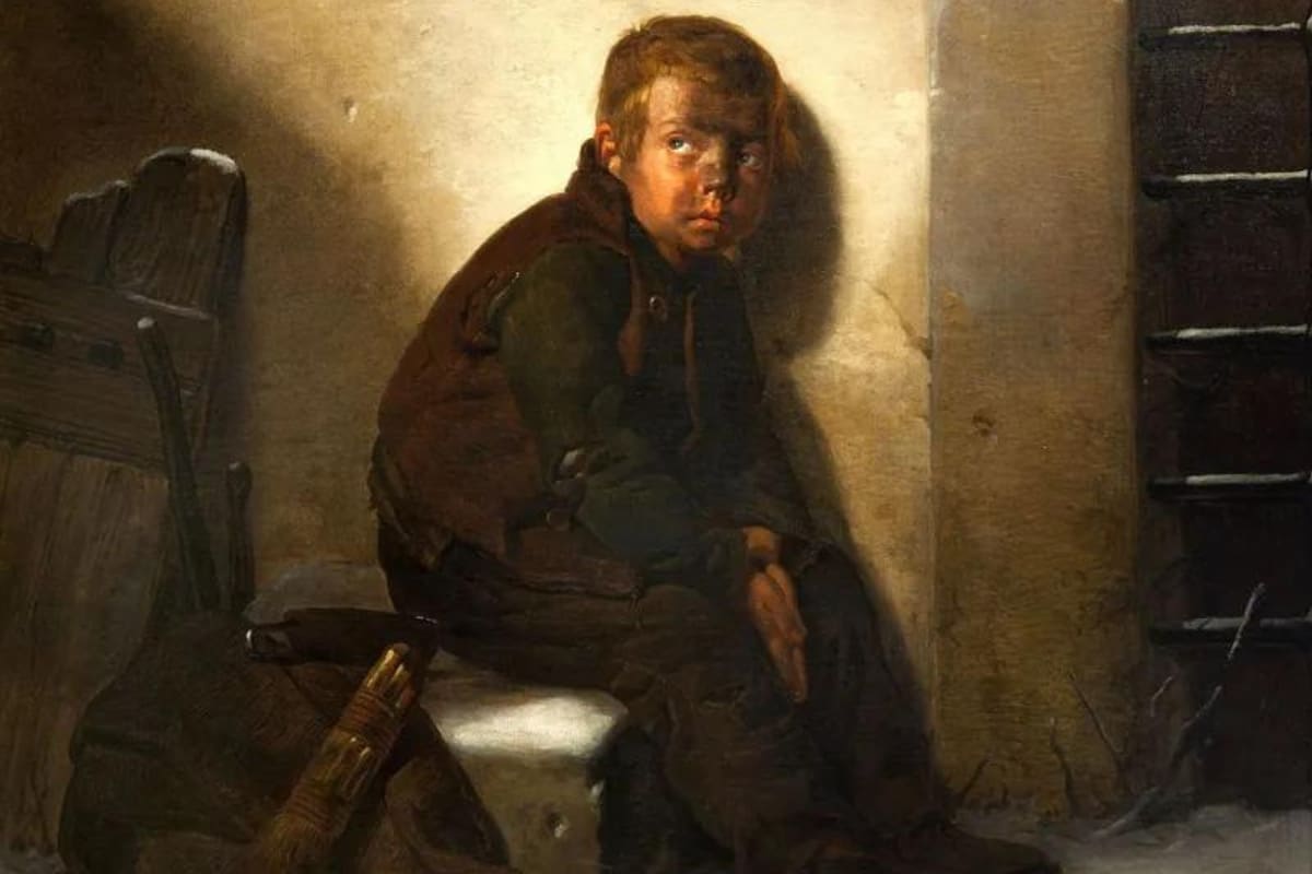 Ser deshollinador era una de las ocupaciones más difíciles, peligrosas y mal remuneradas de la época. ("El deshollinador", de Giuseppe Molteni, 1840)