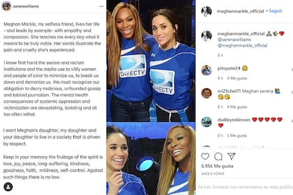 Serena Williams expresó su apoyo a Meghan Markle y el Príncipe Harry tras develar secretos de la Corona Británica