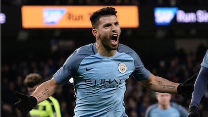 Sergio Agüero, con la boca llena de gol
