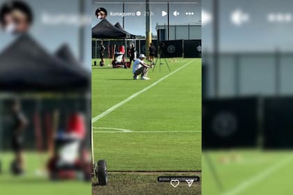 Sergio Agüero fotografió a David Beckham en el entrenamiento de Inter Miami (Foto Instagram @aguerobenja19)