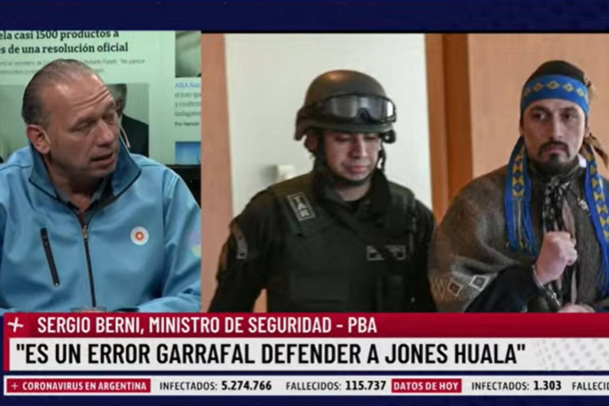 Sergio Berni sobre Jones Huala: "Es un error garrafal defenderlo"