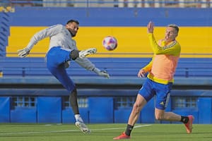 Sergio Chiquito Romero y Norberto Briasco, en una de las últimas prácticas de Boca