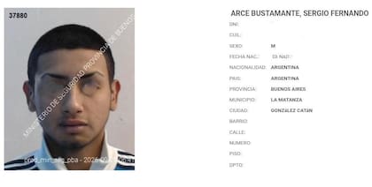Sergio Fernando Arce Bustamante, de 24 años, estuvo involucrado en el intento de robo contra uno de los custodios de Alejandra Monteoliva