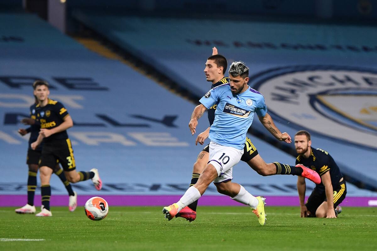 Sergio "Kun" Agüero, la garantía de gol de Manchester City, que inicia este sábado su camino al título en la Premier League.