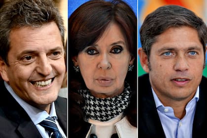 Sergio Massa, Cristina Kirchner y Axel Kicillof