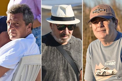 Sergio Massa, Daniel Vila y Gerardo Zamora, tres figuras de las muchas que frecuentan el balneario Casa Mar
