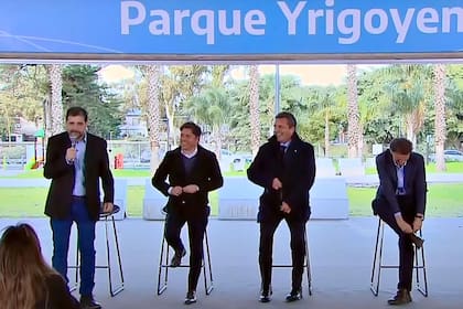Sergio Massa durante la inauguración de varias obras junto a Axel Kicillof y Gabriel Katopodis