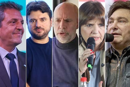 Sergio Massa, Juan Grabois, Patricia Bullrich, Horacio Rodríguez Larreta y Javier Milei