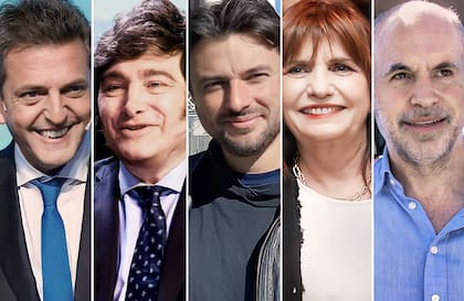 Sergio Massa, Juan Grabois, Patricia Bullrich, Horacio Rodríguez Larreta, Javier Milei