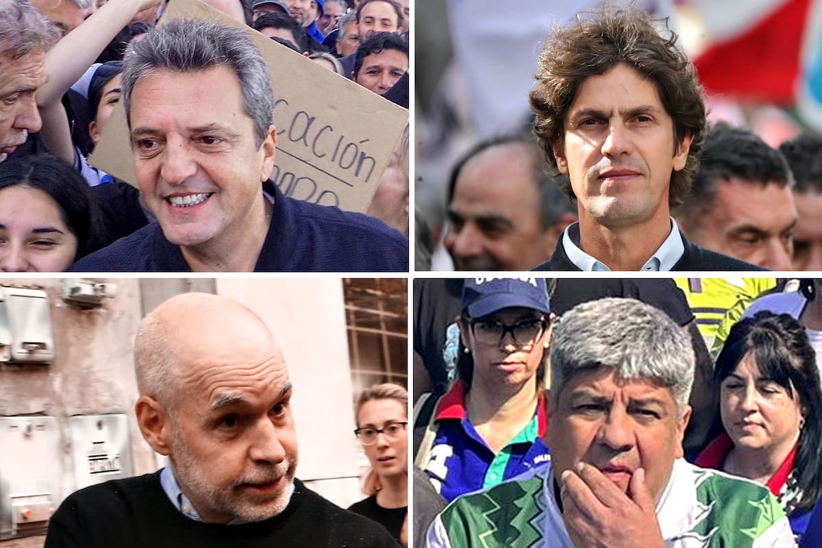 Sergio Massa, Martín Lousteau, Horacio Rodríguez Larreta y Pablo Moyano en la marcha universitaria