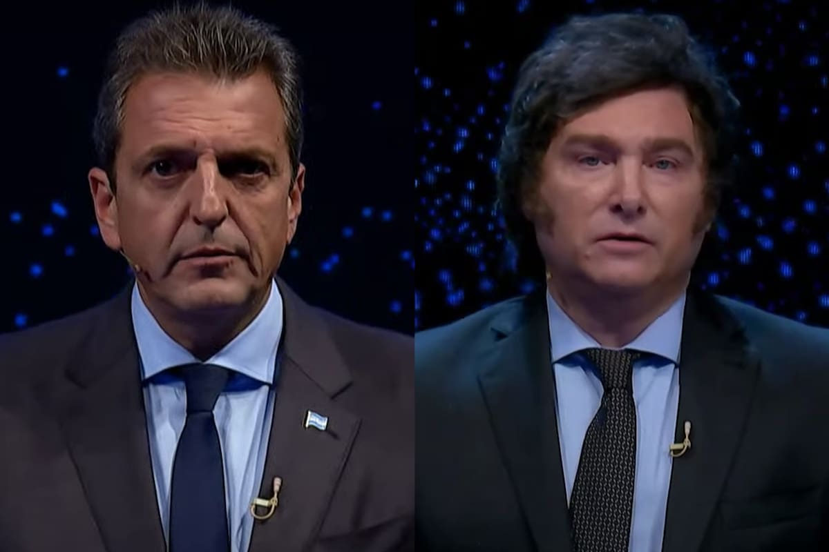 Sergio Massa y Javier Milei, en el último debate presidencial
