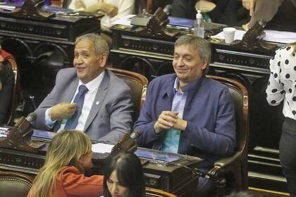 Sergio Palazzo y Máximo Kirchner, la semana pasada, en la sesión especial en la Cámara de Diputados