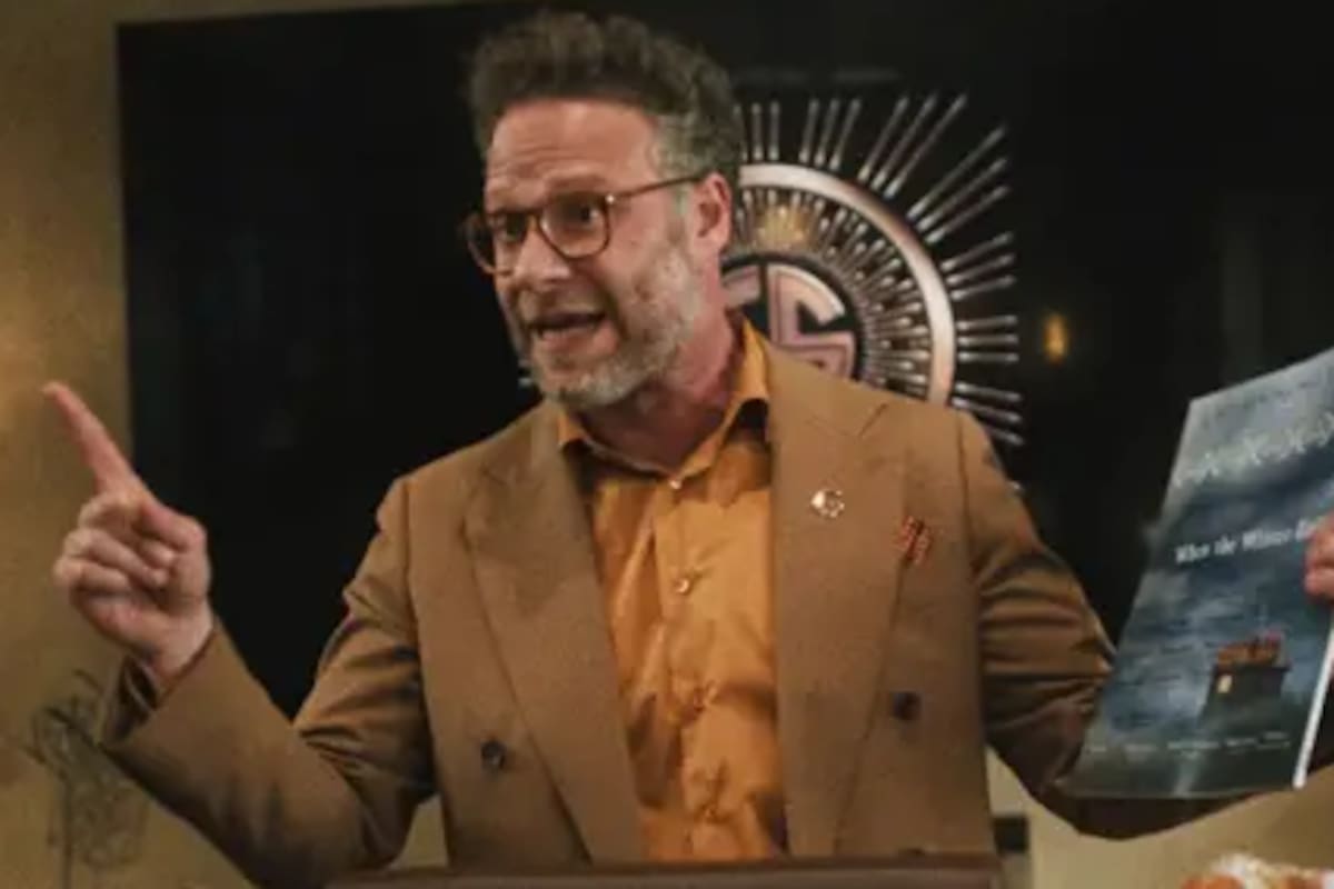 Seth Rogen en una escena de The Studio, la gran ganadora de los premios Emmy que puede verse en Apple TV+