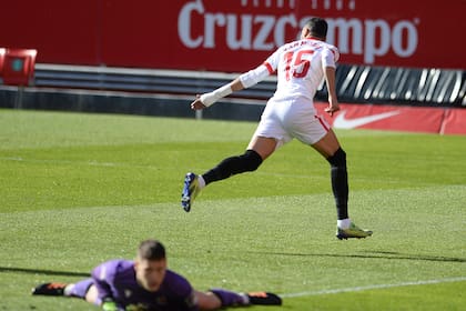 Sevilla-Real Sociedad: el festejo de Youssef En-Nesyri
