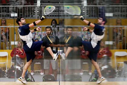 Shalom Shai Manzuri, durante el partido de ayer en dobles