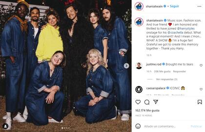 Shania Twain le agradeció la invitación a Harry Styles (Foto: Instagram @shaniatwain)