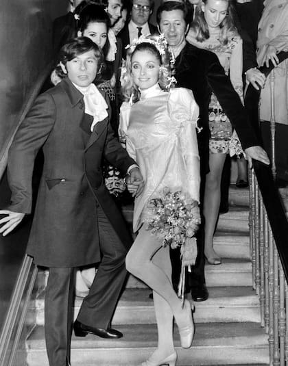 Sharon Tate junto a Roman Polansky, el día de su boda