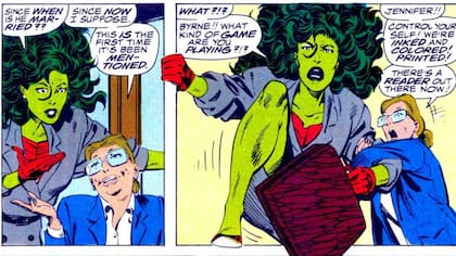 She-Hulk amenaza al autor de la historieta, John Byrne