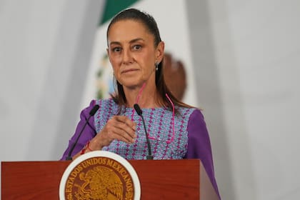 Sheinbaum ofrece su conferencia de prensa matutina diaria en el Palacio Nacional, en Ciudad de México