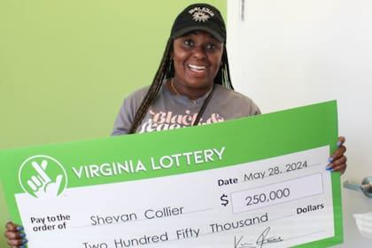 Shevan Collier, residente del condado de Stafford, ganó $250,000 libres de impuestos en el juego Bank a Million de la Lotería de Virginia