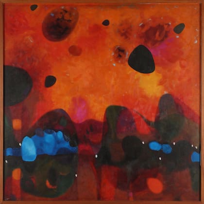 "Siete volcanes"; Antúnez pintó esta obra mientras era director del Museo de Arte Contemporáneo (1962–1964), en una pequeña oficina lateral que utilizaba de taller