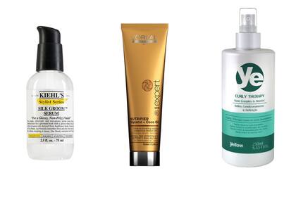 Silk Groom Serum (Kiehl’s, $460), controla el pelo rebelde y con frizz. Nutrifier Blow Dry Cream (L’oréal, $454), para antes del brushing. Yellow Curly Therapy (Alfaparf, $230), define las ondas, hidrata y da movimiento