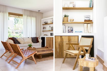 Sillón ‘Net’ de petiribí con esterilla francesa y mesa de arrime (todo de Lolo & Co).