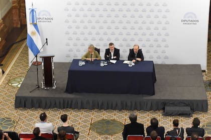 Silvia Torres Carbonell, Esteban Wolf y Ezequiel Calcarami, de la Asociación de Emprendedores de Argentina, presentaron en el Congreso la iniciativa para crear un millón de empleos