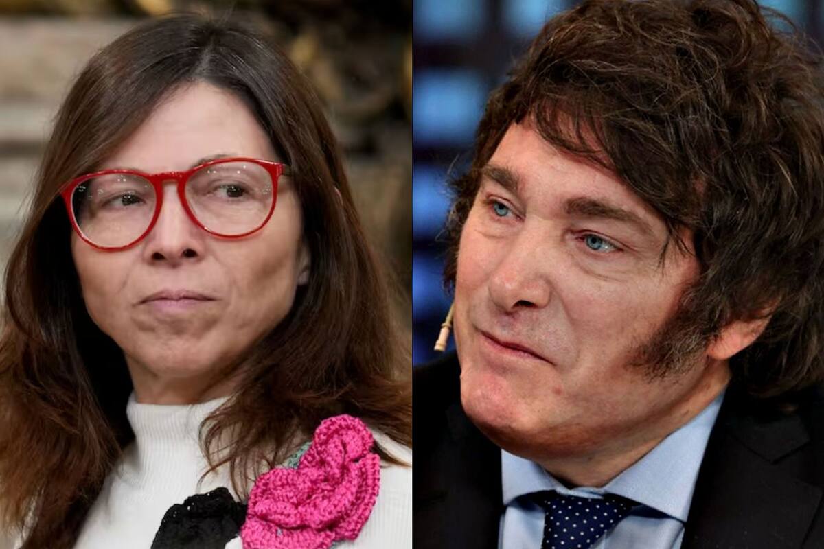Silvina Batakis, presidenta del Banco Nación, y Javier Milei, candidato presidencial de La Libertad Avanza. Según Luis Novaresio, la funcionaria "trabaja" para el libertario
