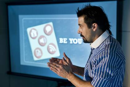 Silvio Pestrin Farina en el lanzamiento de FictionCity en Barcelona