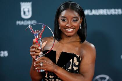 Simone Biles, el último lunes en Madrid, al recibir el Premio Laureus a la Deportista Mundial del Año
