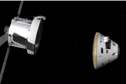 Simulación de la nave espacial Orión reingresando a la atmósfera terrestre