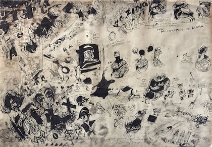 Sin título, 1963_64, Tinta sobre papel, 70 x 100 cm., Colección privada, Buenos Aires