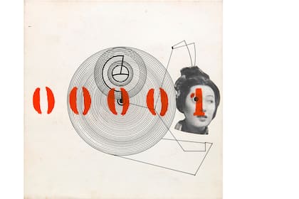 Sin título, de la serie 00025 trabajos del Sr. E.A.V. (son públicos), collage sobre papel, 1957