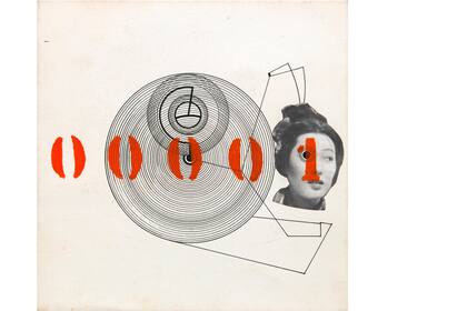 Sin título, de la serie 00025 trabajos del Sr. E.A.V. (son públicos), collage sobre papel, 1957