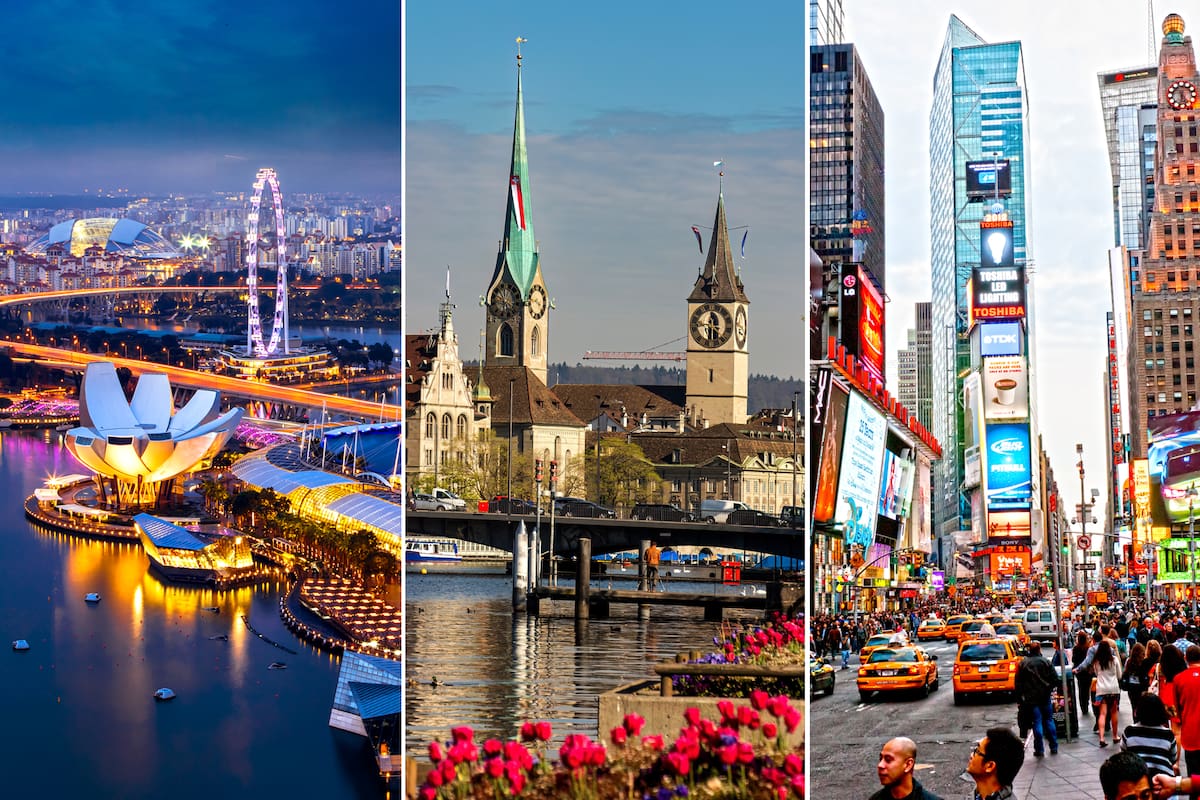 Singapur y Zúrich encabezan la lista en comparación con Nueva York en términos de costo de vida y en algunos casos también de calidad de vida