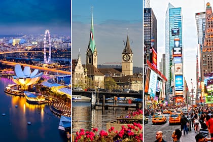 Singapur y Zúrich encabezan la lista en comparación con Nueva York en términos de costo de vida y en algunos casos también de calidad de vida