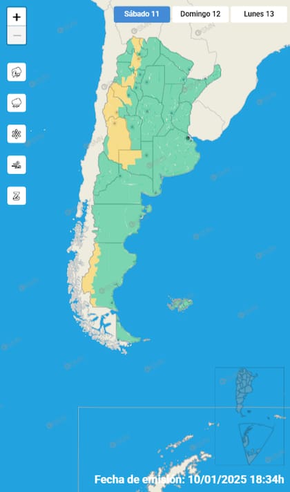 Sistema de Alerta Temprana para este sábado 11 de enero