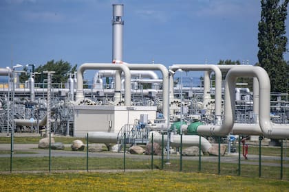Sistema de tuberías en una estación receptora de gas de Alemania