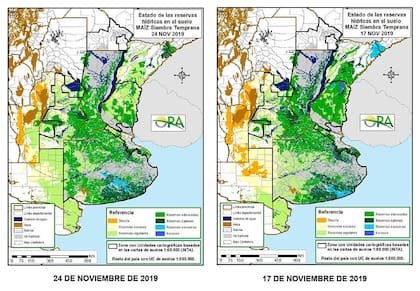 Situación hídrica actual versus la semana pasada