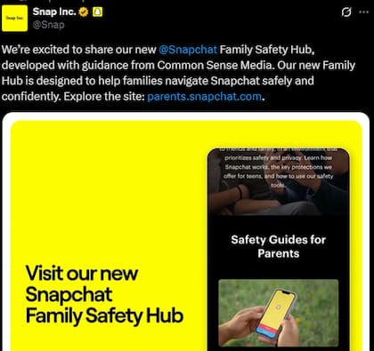 Snapchat presenta herramienta de control parental. X / Snapchat