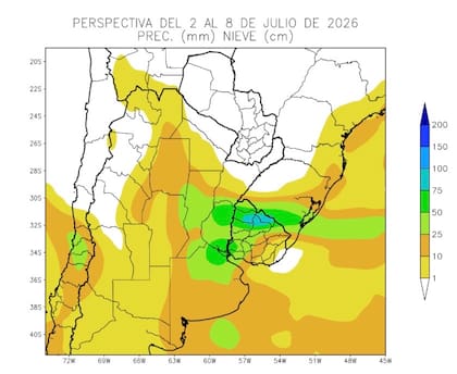 Sobre la Cordillera Sur se esperan tormentas con lluvias y nevadas