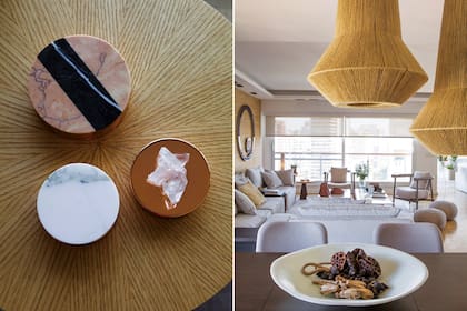 Sobre la mesa del comedor –el único mueble que la familia mantuvo de su casa anterior–, lámparas colgantes de hilo natural (Solsken). Acompañan sillas de Walmer.