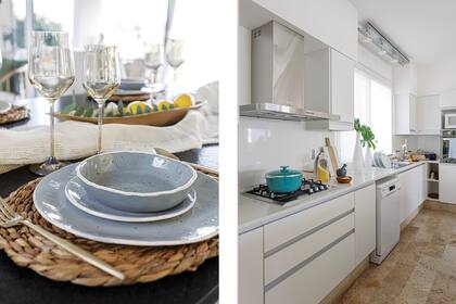 Sobre la mesa, platos de cerámica (Lacroze Studio), cubiertos, centro de mesa e individuales (Compañía Nativa).