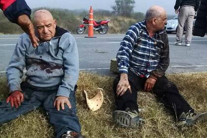 Sobrevivientes junto a la ruta