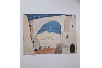 Boceto final de Picasso para el diseño de escenografía del ballet "El sombrero de tres picos"